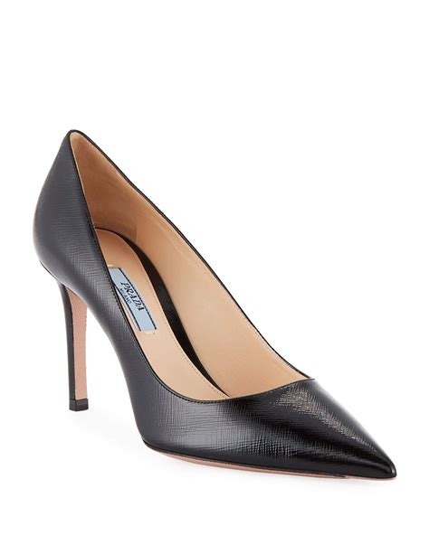 prada saffiano round toe pump|Prada women's pumps.